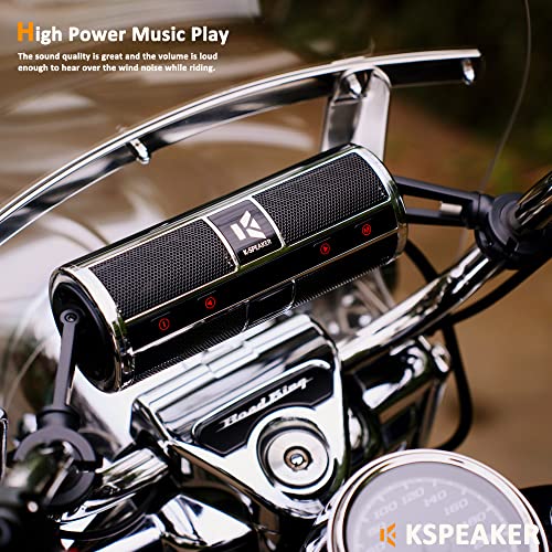 Motorcycle Speakers Bluetooth Waterproof Radio Audio System Built-in Amplifier, Great for ATV, Scooter Bike,12 Volt Vehicle,3 Inch Metal Mp3 Player, K2ch