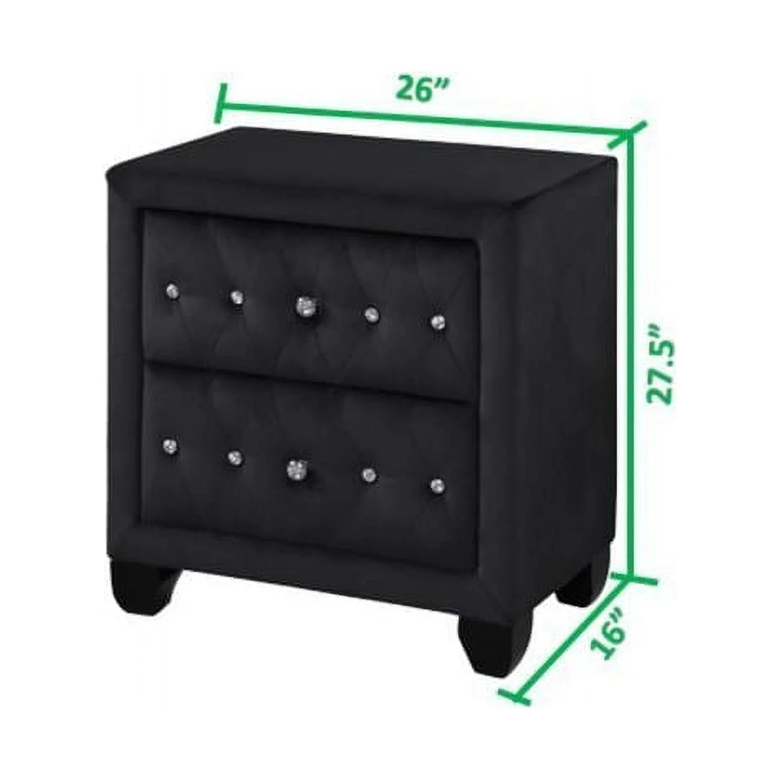 Sophia Queen 4 Pc Vanity Upholstery Bedroom Set Made With Wood in Black