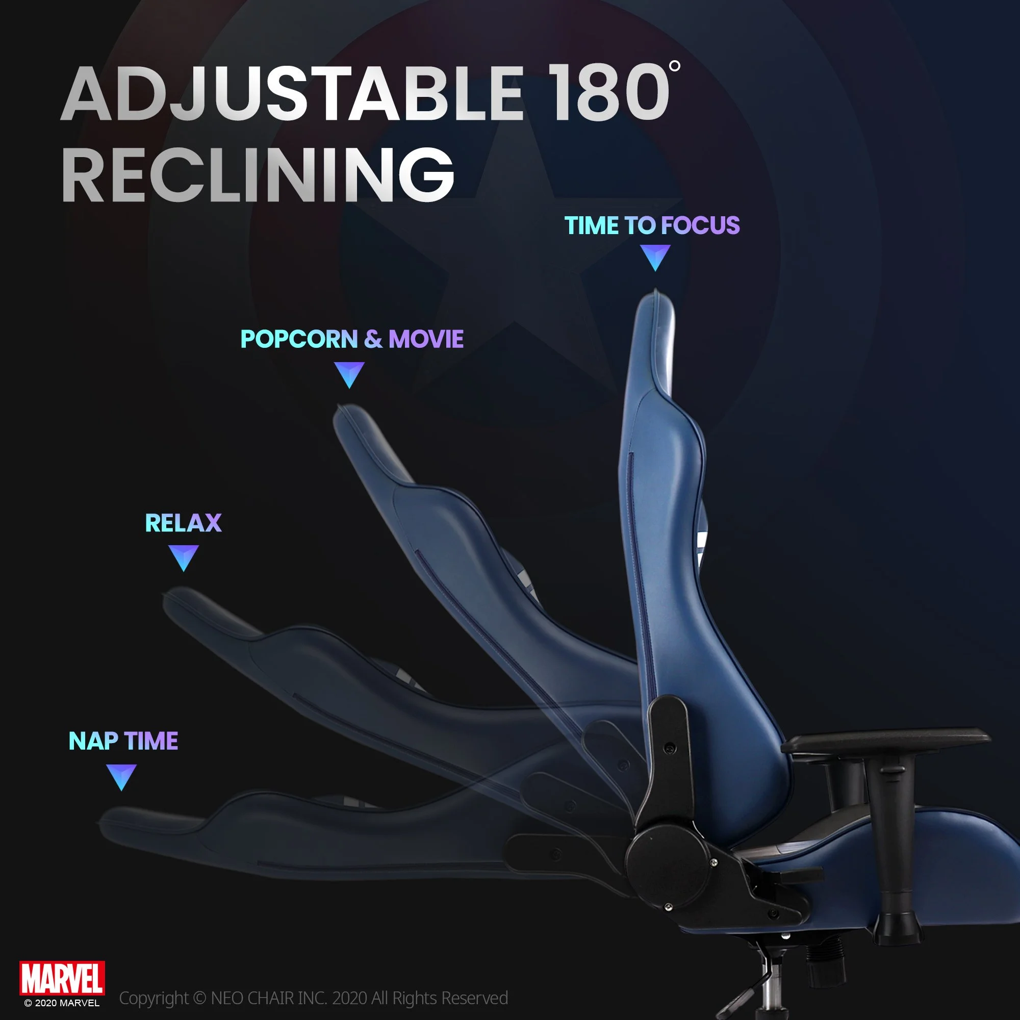 Neo Chair MARVEL Prime Series Ergonomic High-Back Gaming Chair, Captain America