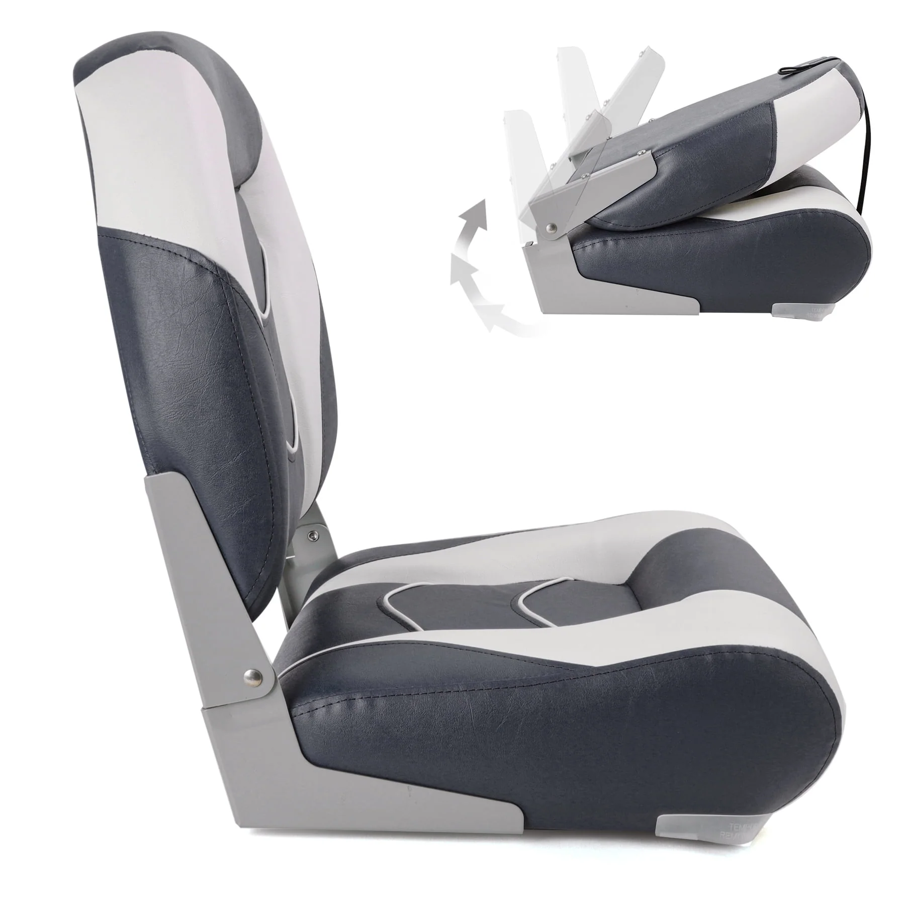 NORTHCAPTAIN S1 Pro Premium High Back Folding Boat Seat,Stainless Steel Screws Included,Charcoal/Black(2 Seats)