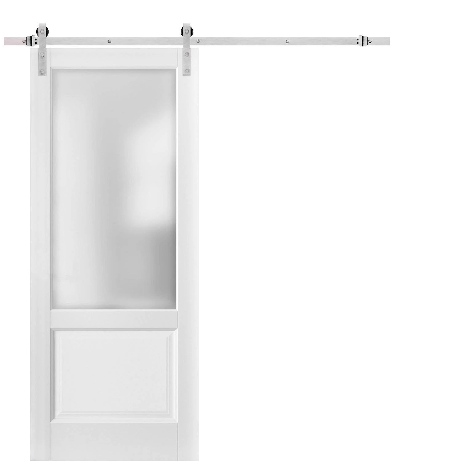 Sliding Double Barn Doors 64 x 84 with Hardware, White