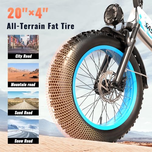 1500W Folding Electric Bike for Adults Full Suspension,52v 20AH Electric Dirt Bike with 20"x 4.0 Fat Tire, Max 30+MPH & 70 Miles Electric Bicycle, Ebike for Snow, Mountains, Road UL Certified