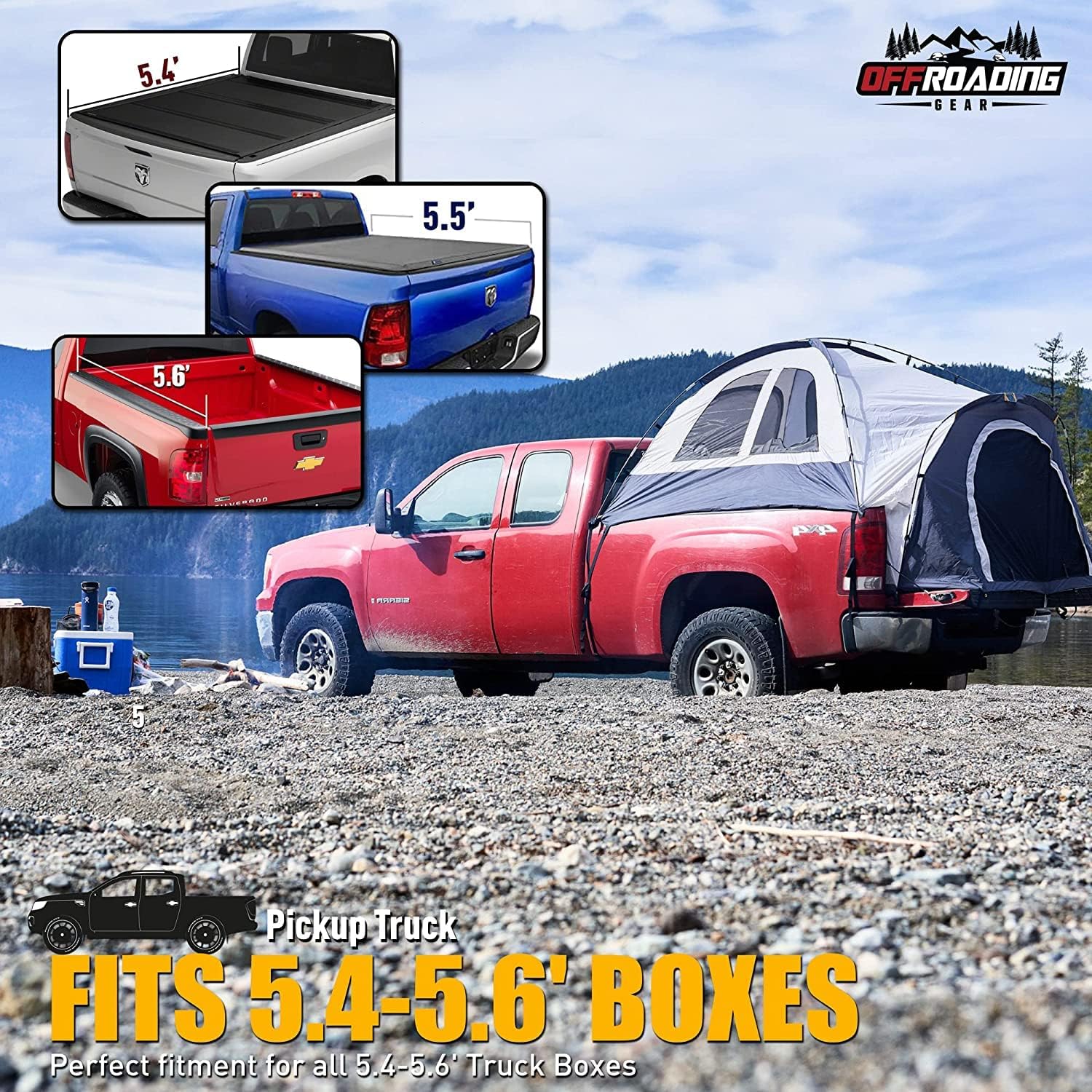 Pickup Truck Bed Tent, 5.5' Box Length with Front Awning for Camping