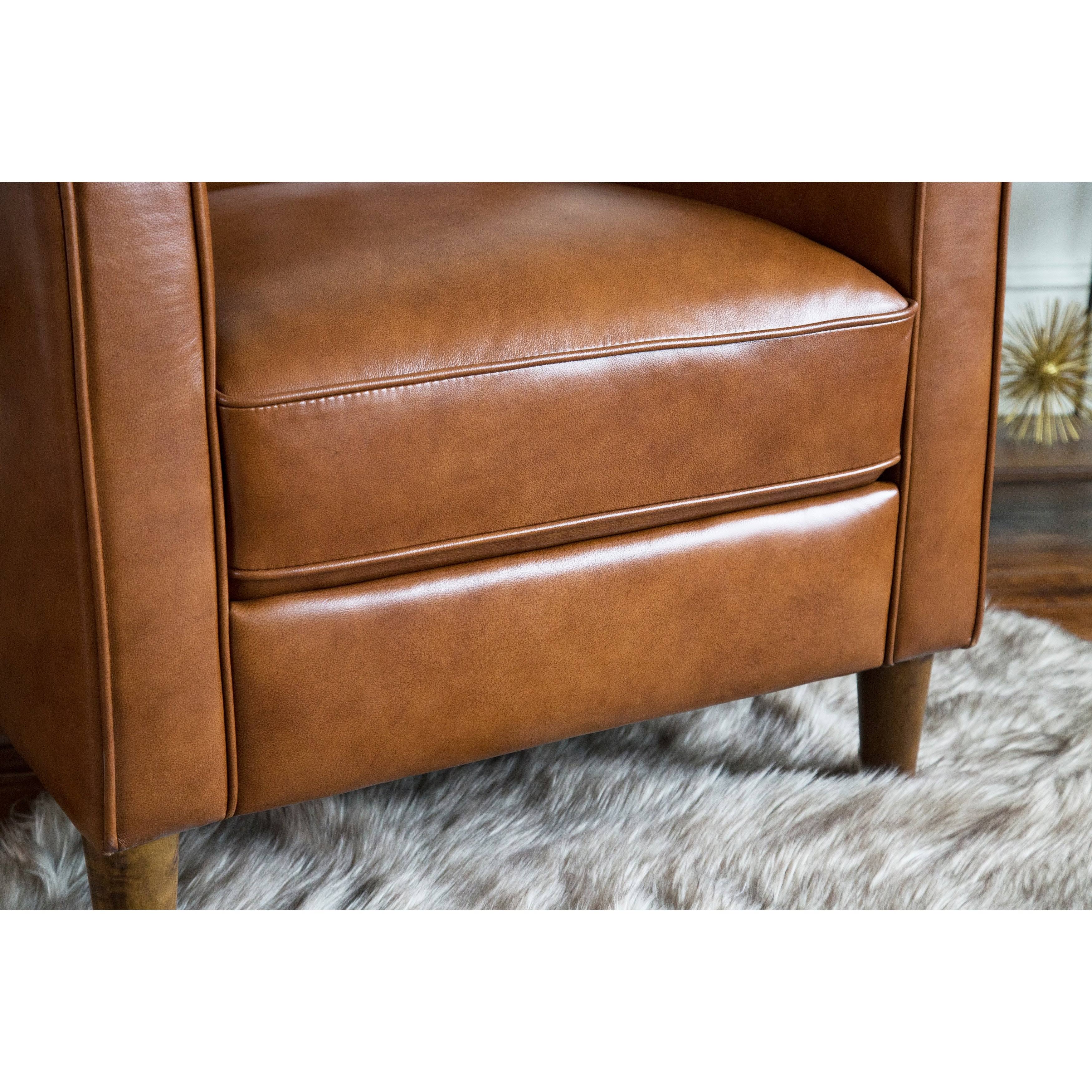 Abbyson Holloway Mid Century Top Grain Leather Pushback Recliner