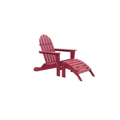 Plastic/Resin Folding Adirondack Chair with Ottoman Rosecliff Heights Color: Pink