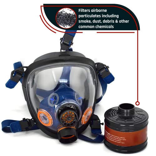 Parcil Distribution Survival & Tactical Full Face Respirator Gas Mask - Impact Resistant- 40mm Gas Filter Canister