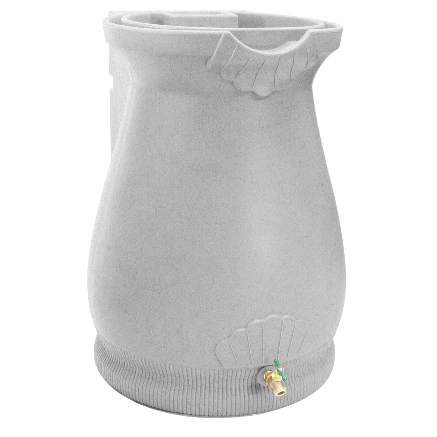 Light Grey Granite 65 Gallon Plastic Urn Rain Barrel with Planter Top - Curated Treasures Market