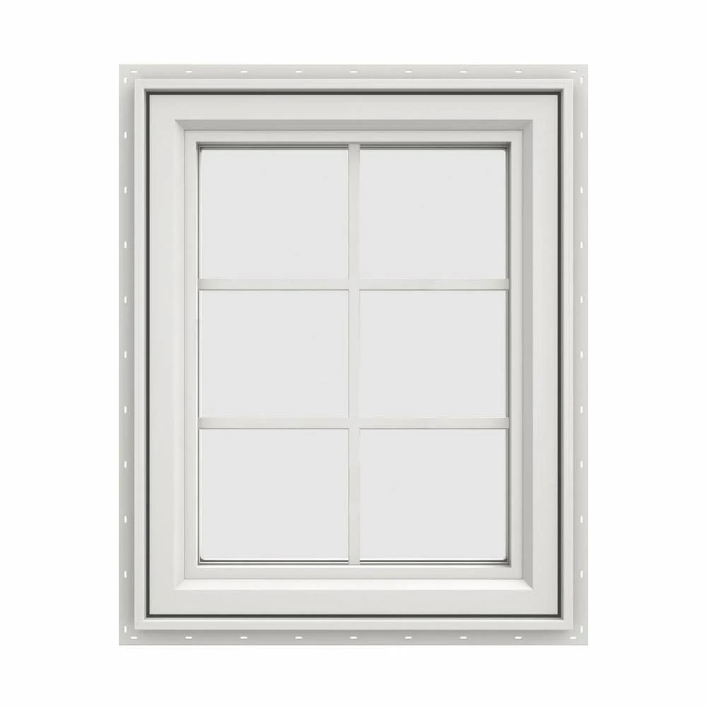 JELD-WEN 23.5 in. x 35.5 in. V-4500 Series White Vinyl Right-Handed Casement Window with Colonial Grids/Grilles CS1164