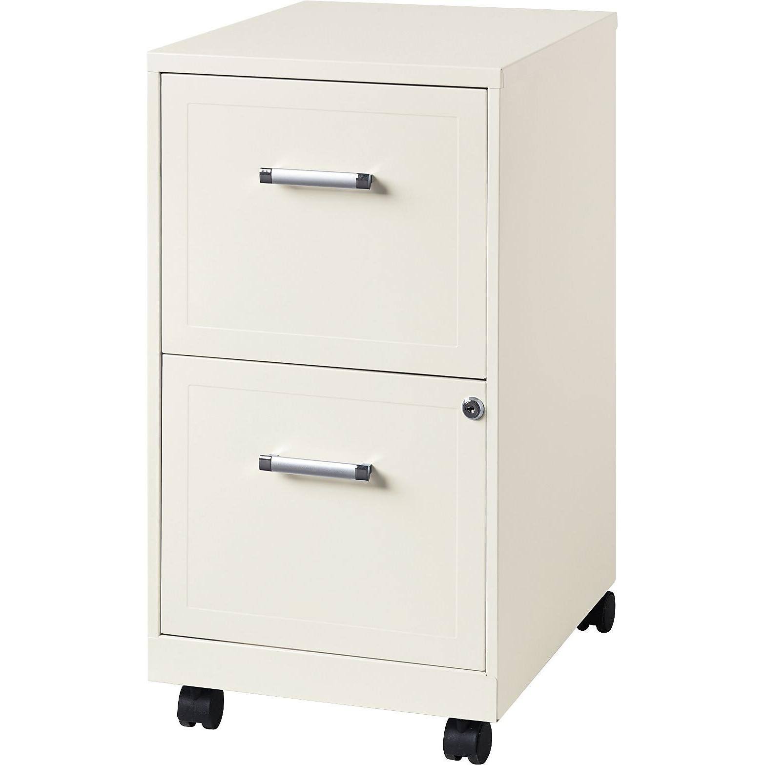 Hirsh Industries Two-Drawer Vertical Mobile File Cabinet, 14.25W x 18d x 26.5H, Pearl White