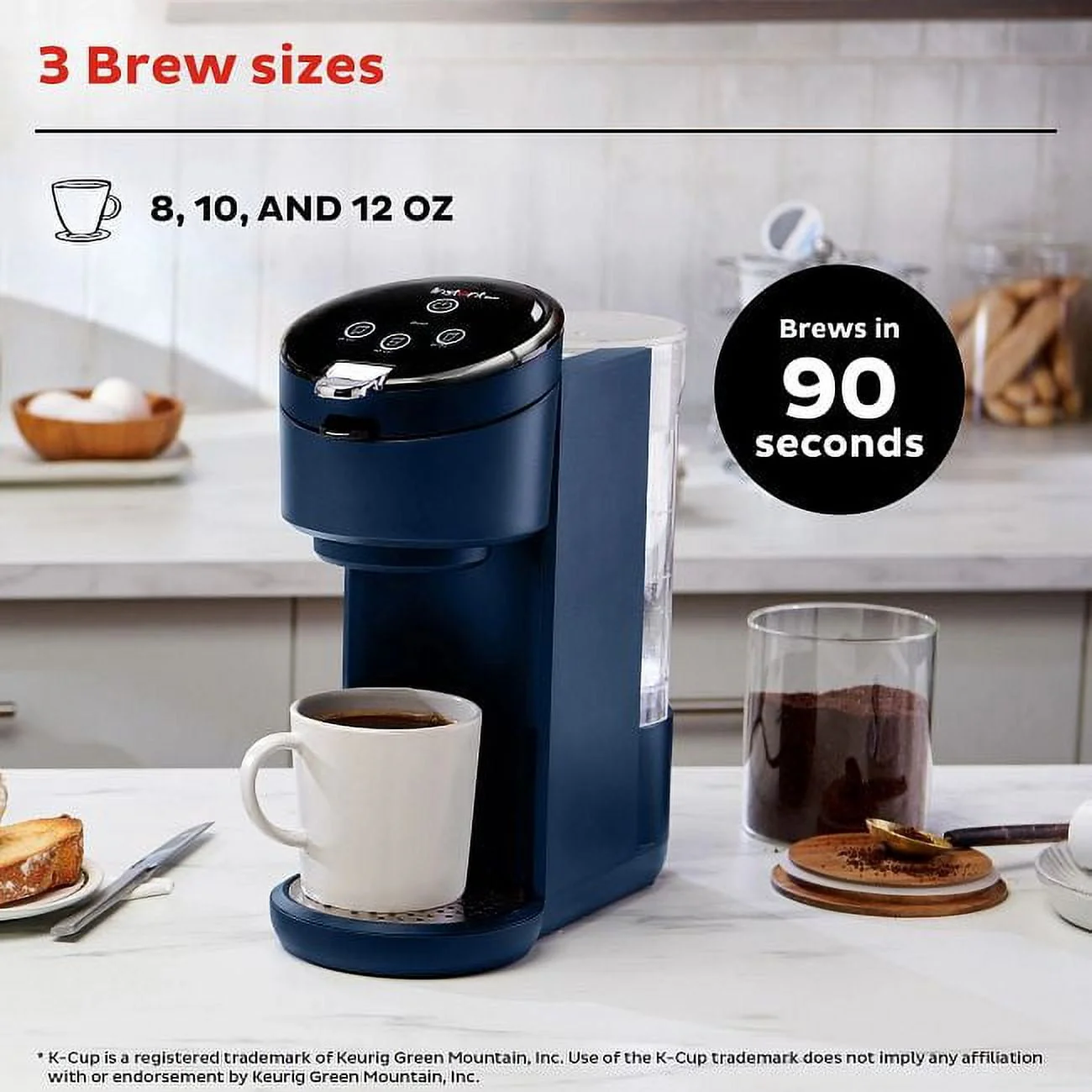 Instant Solo 2-in-1 Single Serve Coffee Maker for Ground Coffee or K-Cup Pods with 3 Brew Sizes, Maroon Red