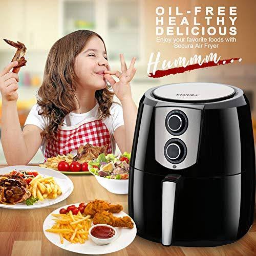 Secura Electric Hot Air Fryers Extra Large Capacity 5.2 LITER / 5.5 Quart, 1800