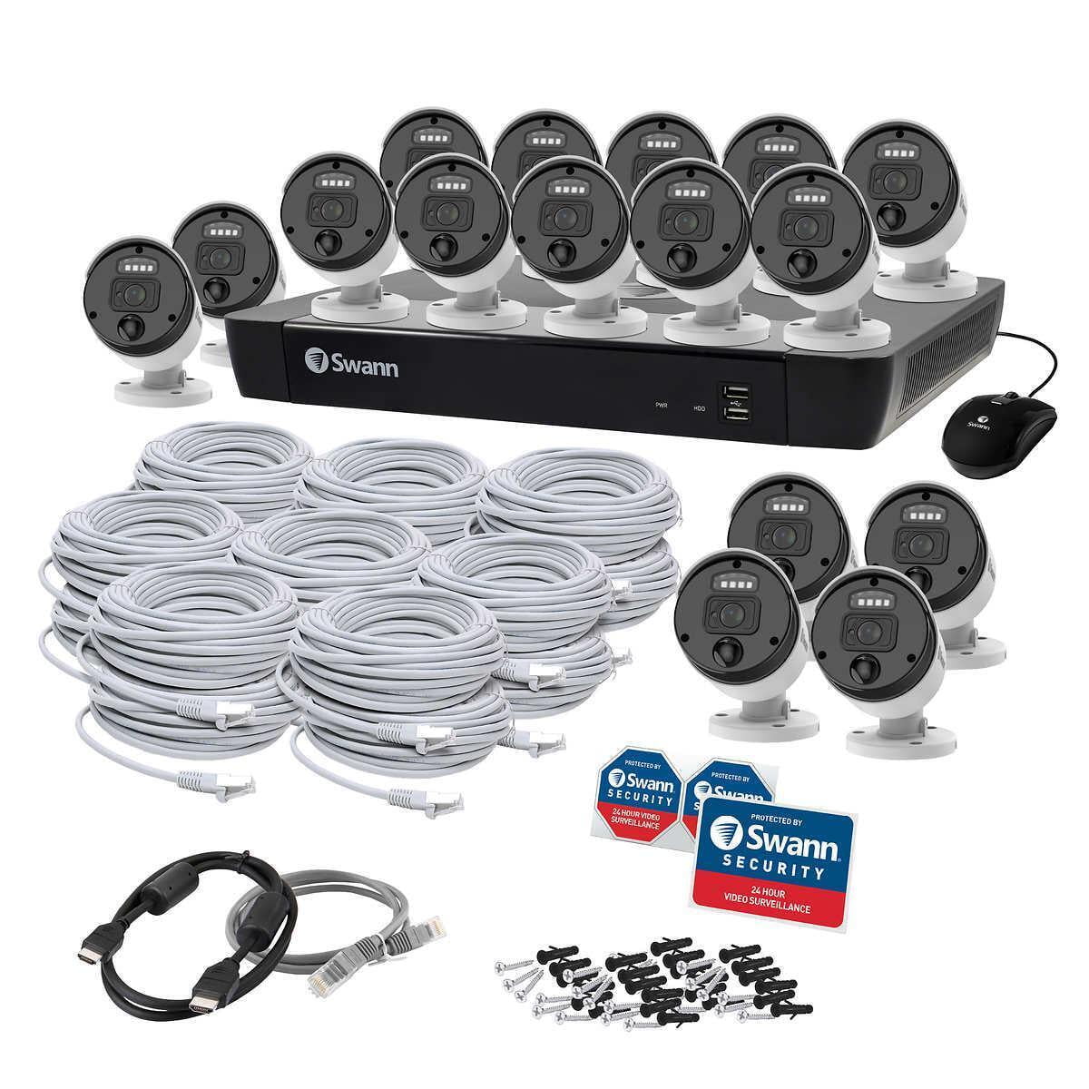 SWANN 4K UHD 16-Channel 16-PoE Cameras 2TB NVR Wired Security System - Curated Treasures Market