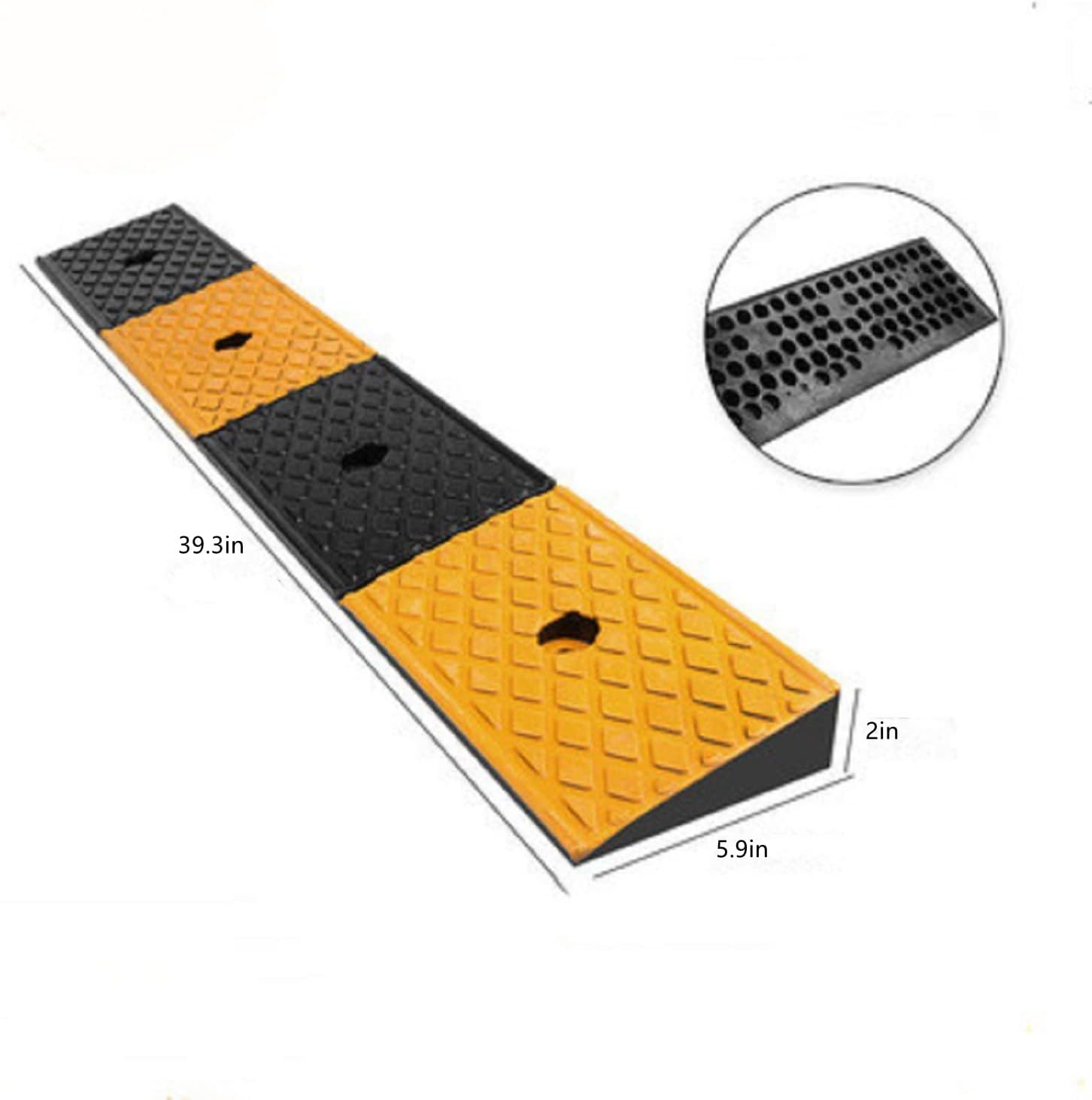 2 Rubber Curb Ramps Heavy Duty Driveway Curb Ramp 10 Ton Car Slope Ramp for Sidewalk Cars RV Trucks Shed Access Bike Pets Scooter Wheelchair 39.3*5.9*2inch