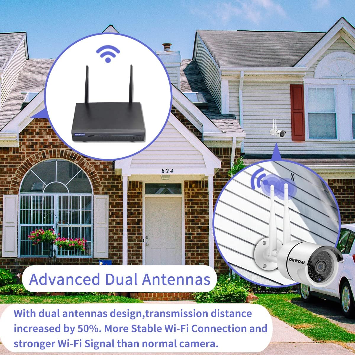 【2021 New】 Security Camera System Wireless, 4TB Hard Drive Pre-Install 8 Channel 1080P NVR, 8PCS 1080P 2.0MP CCTV WI-FI IP Cameras for Homes,OHWOAI HD Surveillance Video Security System.