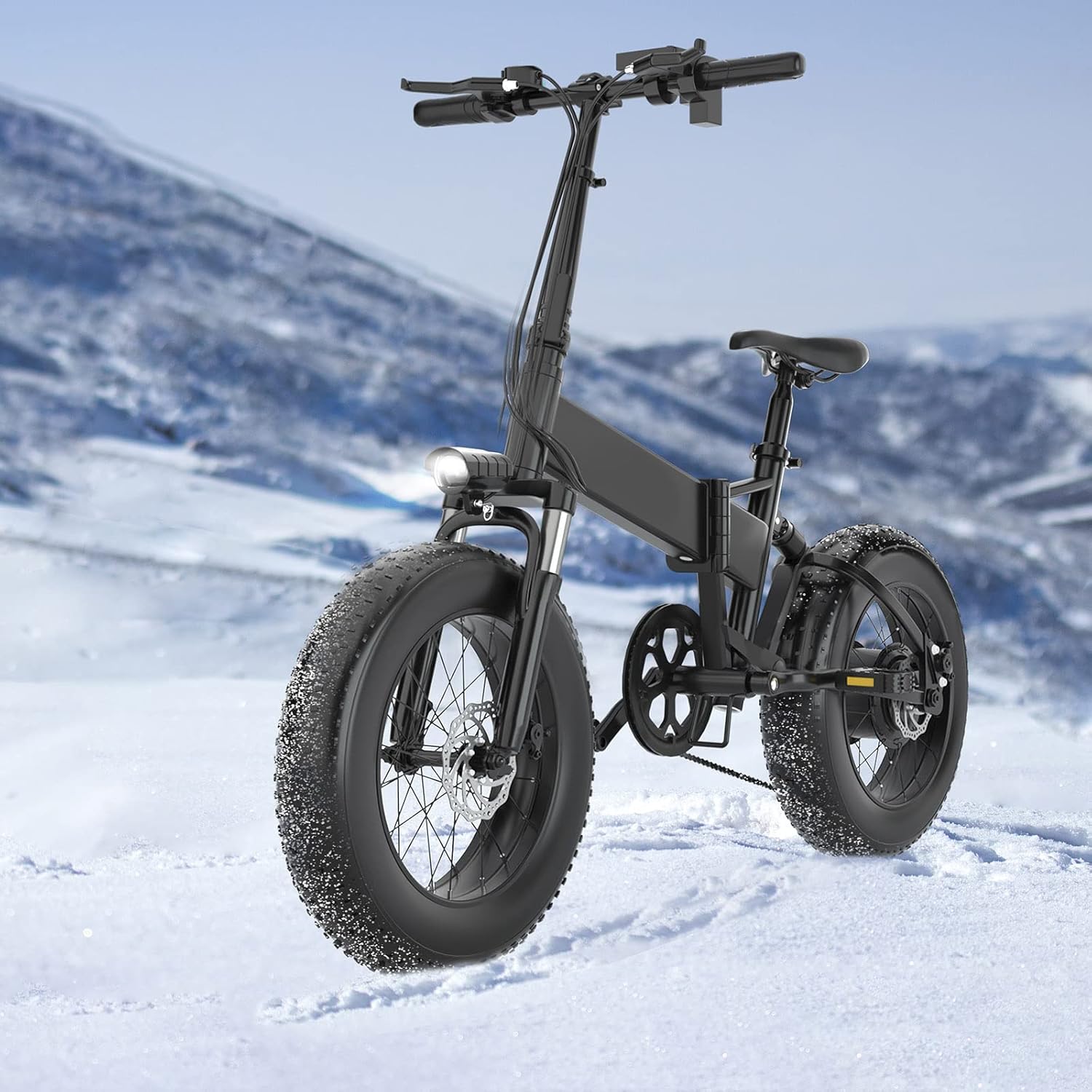 Electric Bike for Adult 1000W 20 inch 4.0″ Fat Tire Ebikes, Foldable 48V 10.4A Lithium Battery Ebike Mountain Beach Snow Electric Bicycle Dual Shock Absorbers 7 Speed