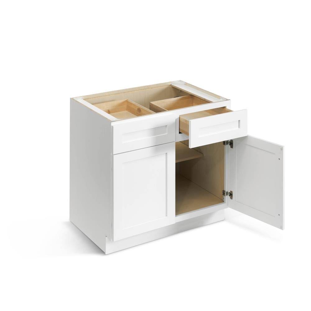 Valleywood Cabinetry 36-in W x 34.5-in H x 24-in D Pure White Birch Door and Drawer Base Stock Cabinet | BC36SFPW