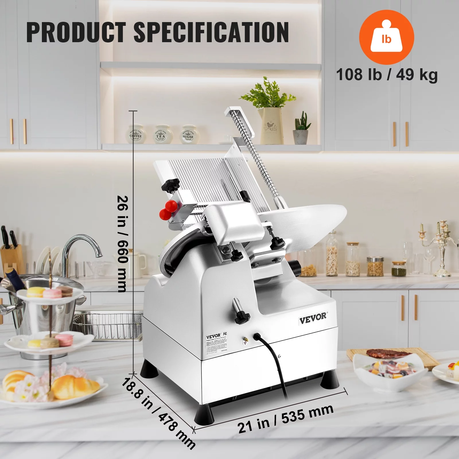BENTISM Automatic Meat Slicer, 540W Deli Slicer with Two 10" Stainless Steel Removable Blade, 0-15mm Adjustable Thickness
