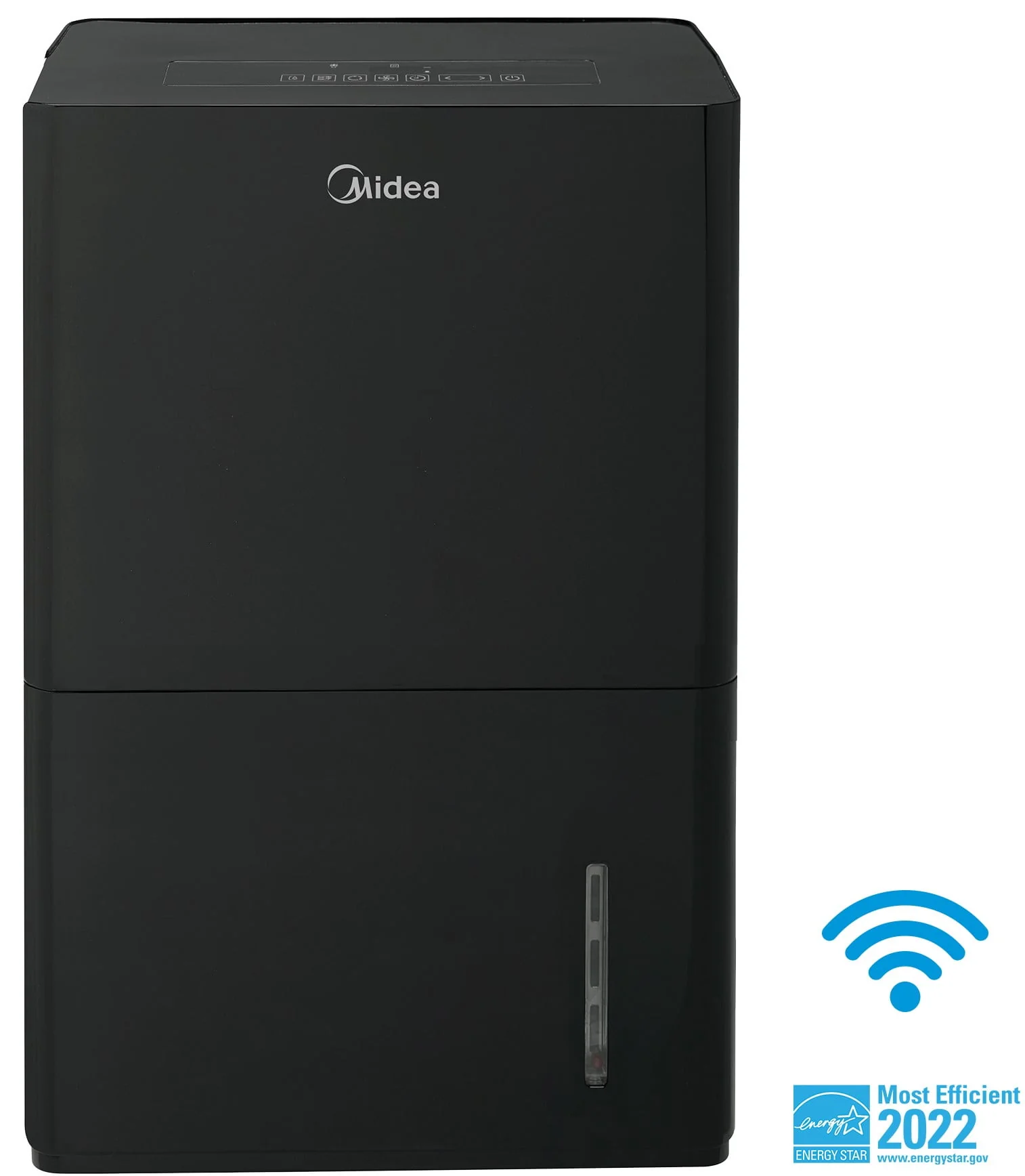 Midea 50-Pint Smart Dehumidifier with Pump - Wet Rooms, Energy Star, For Areas up to 4,500 Sq. ft., Black, MAD50PS1WBL