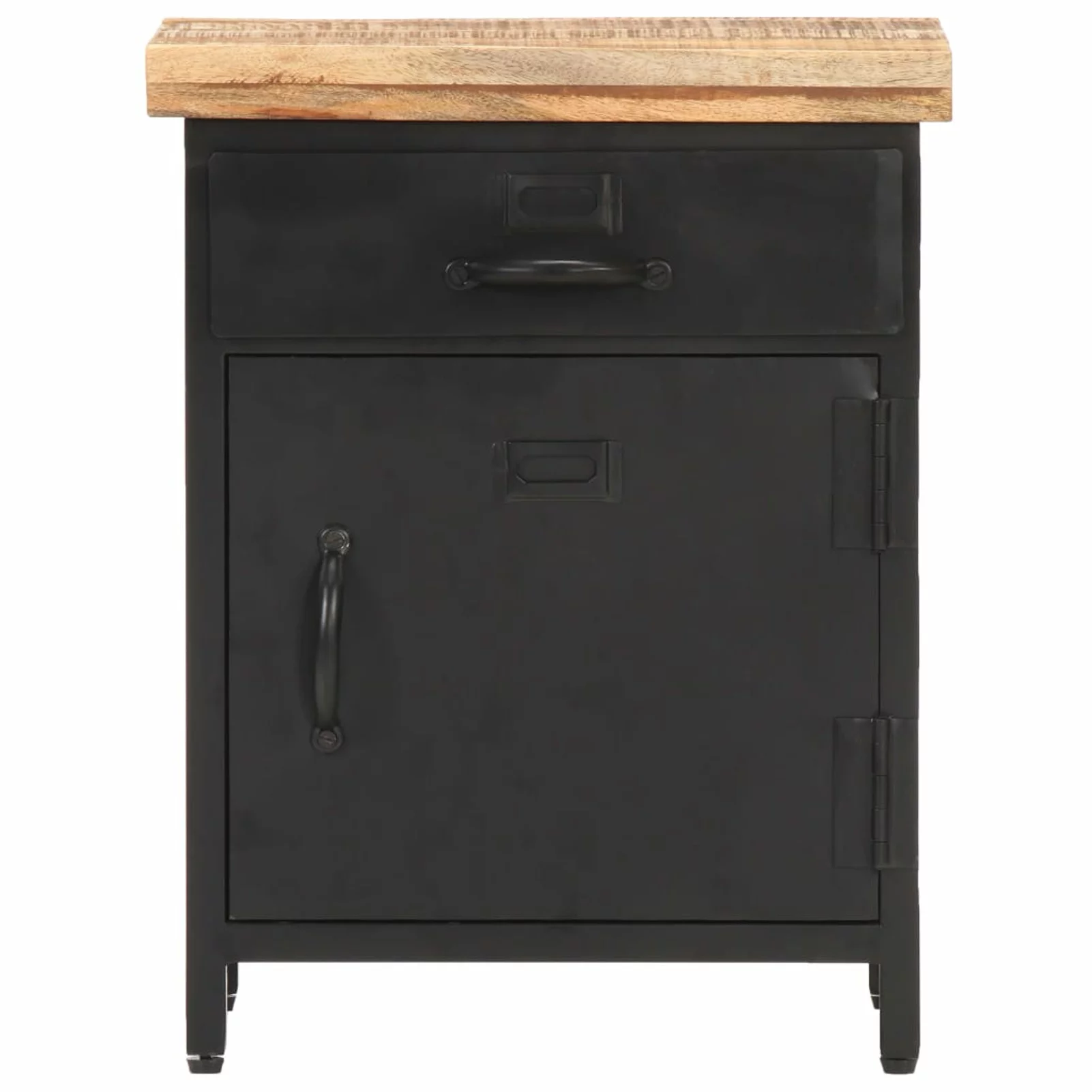Anself Bedside Cabinet with Storage Drawer Mango Wood Nightstand Sofa and Couch End Side Table Iron Frame for Bedroom, Living Room, Home Furniture Decor 15.7 x 11.8 x 20.5 Inches (W x D x H)