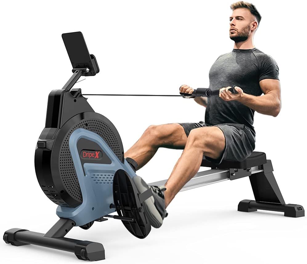 Dripex Magnetic Rowing Machine for Home Use Rower for Home Gym & Cardio Training Indoor with Aluminum Track, 16 Adjustable Resistance Level & Smart LCD Monitor