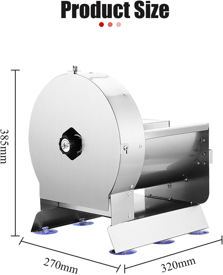 Stainless steel electric slicer, slicer thickness adjustable range 0-12mm, manual automatic integrated fruit and vegetable slicer, one-button start, suitable for fruits and vegetables
