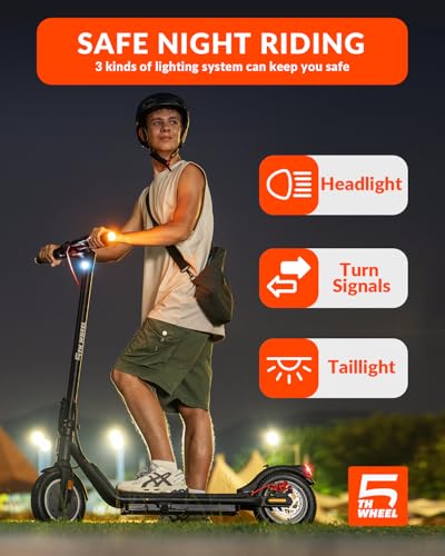 5TH WHEEL V20 Pro Electric Scooter, 10" Solid Tires, 350W Motor & 18 MPH, Turn Signals and Dual Brakes, APP Control & E-Lock, Portable and Foldable Commuter Electric Scooter for Adult