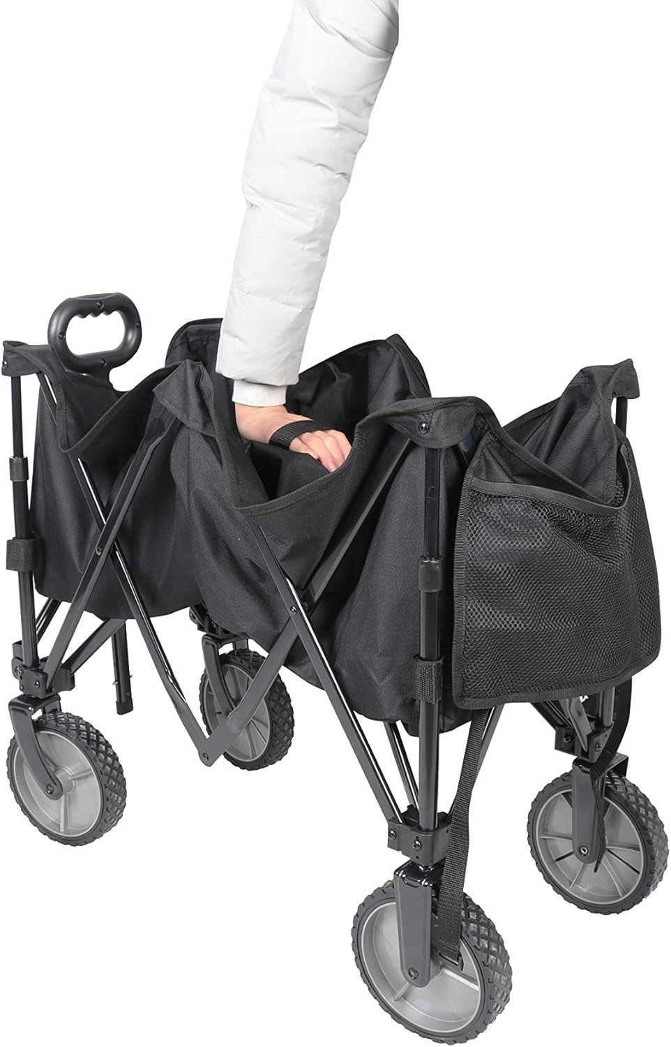 Folding Collapsible Multipurpose Camp Wagon Cart - Beach, Outdoor and Camping, Black, 35.50 x 18.90 x 21.60 Inches