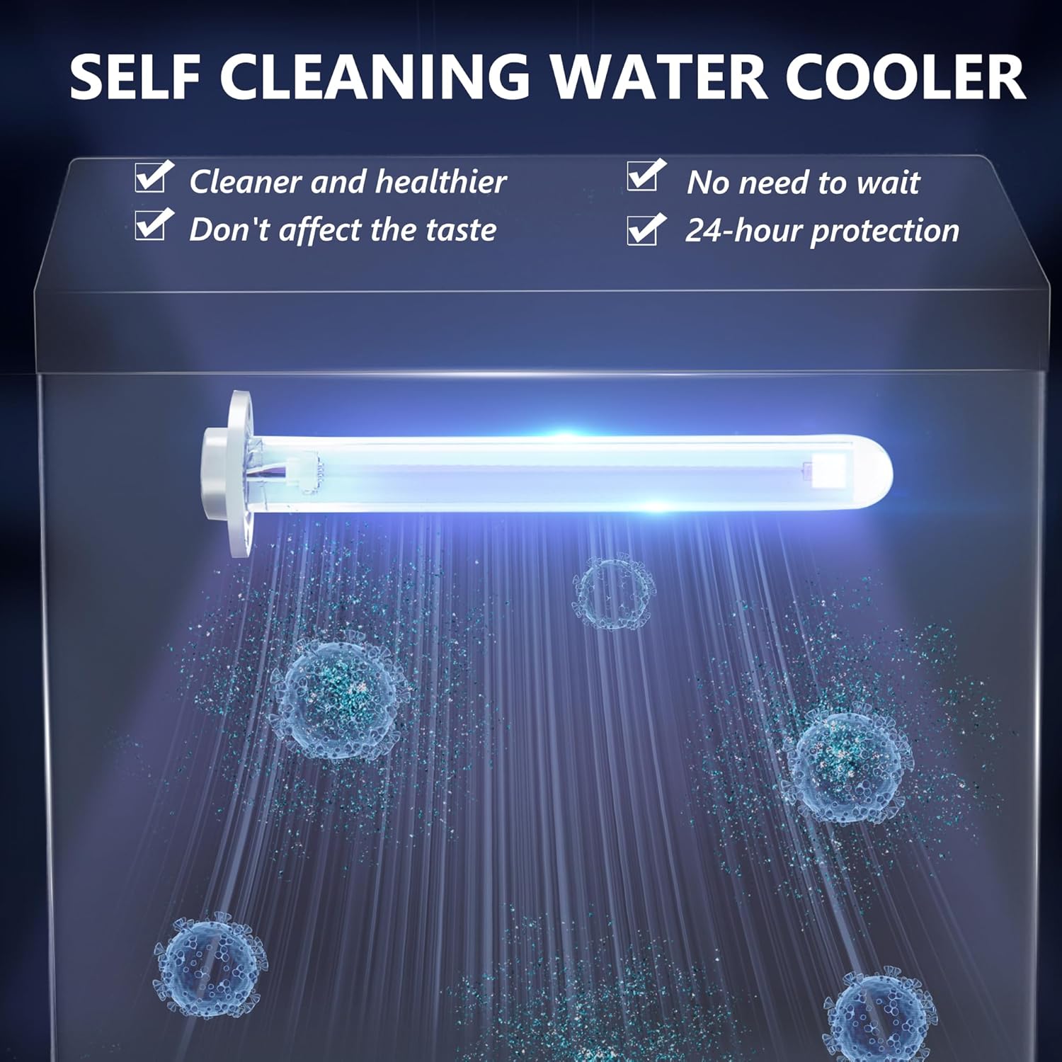 Self-Cleaning Bottom Loading Water Dispenser, 3 Temperature Settings Water Dispenser, 3 or 5 Gallon Bottled Water with UV Light, Stainless Steel Water Dispenser for Home, Office, Black