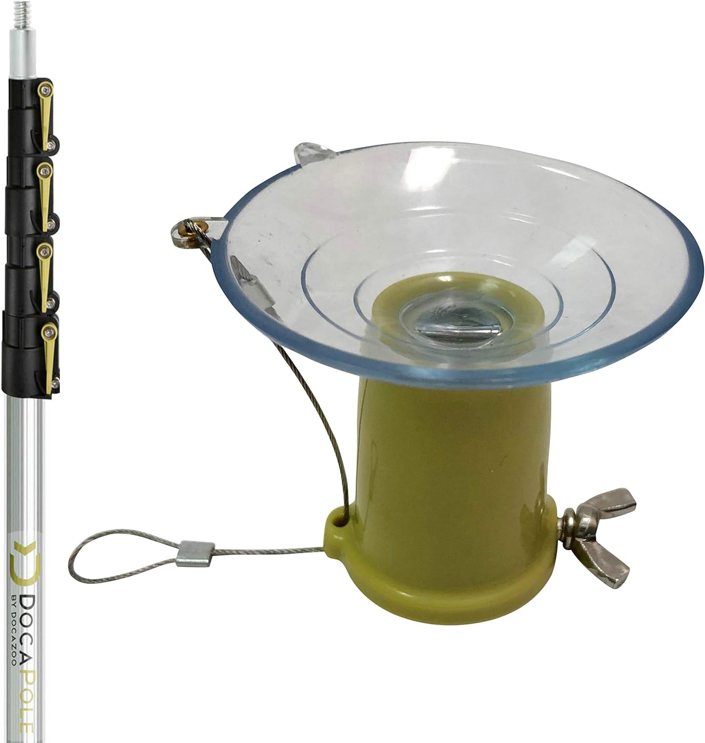 DocaPole Light Bulb Changer with 7-30 Foot Telescopic Extension Pole For High Ceilings and Recessed Lights, Suction Cup Style
