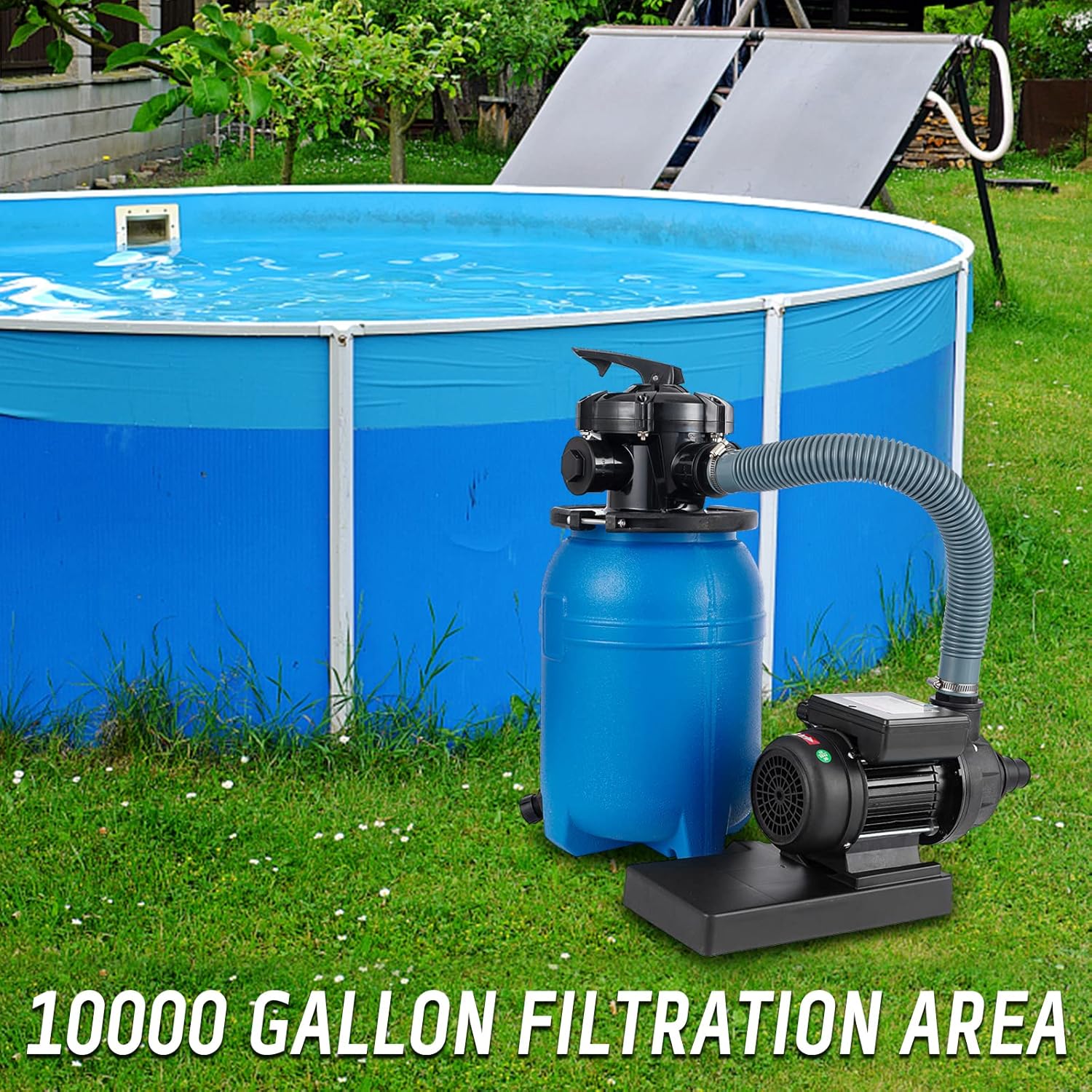 10" Sand Filter 1/3HP Pool Pump,2640 GPH High-Flow,Sand Filter Pump for Above Ground Pool,for Pools Up to 10000 Gallons