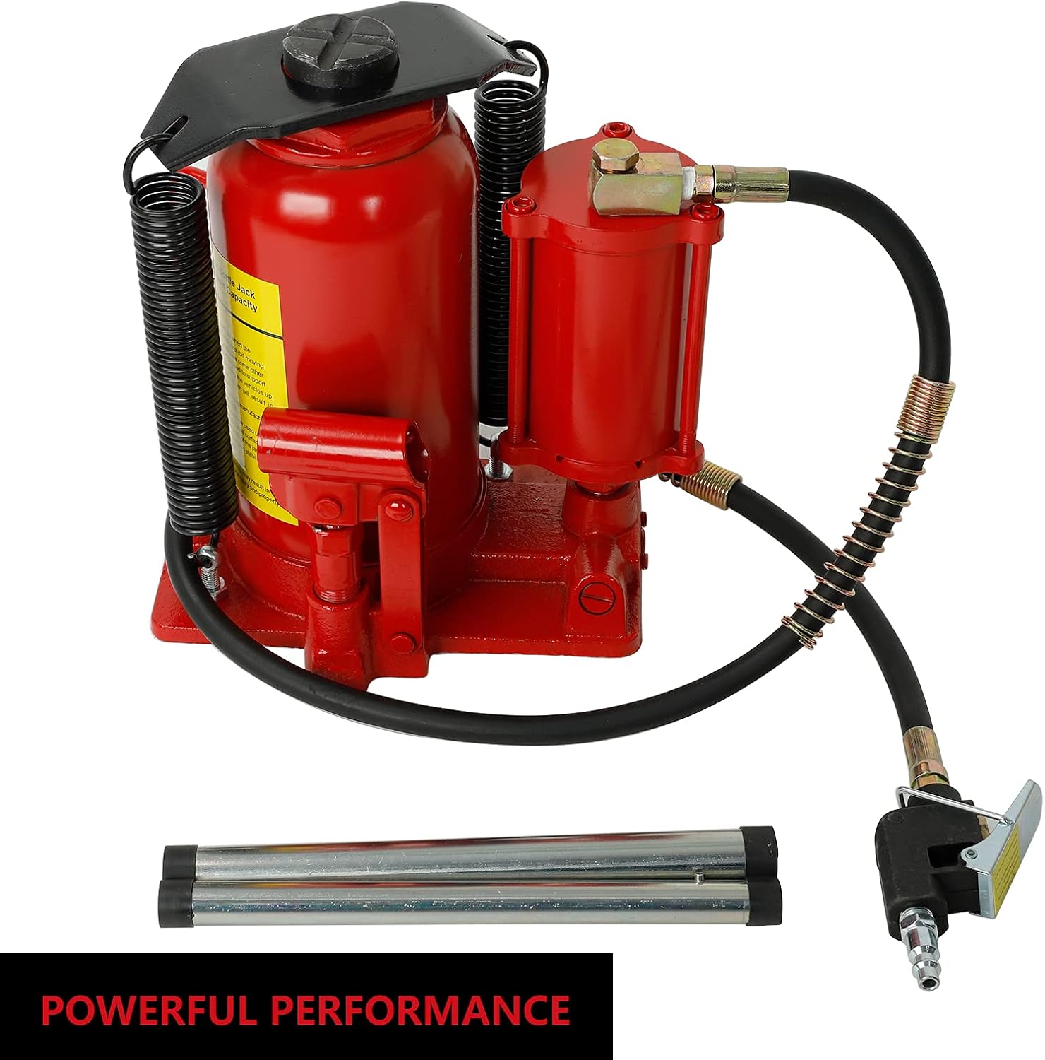 20 Ton Pneumatic Air Hydraulic Bottle Jack with Manual Hand Pump for Auto Truck RV Repair Lift 44,000 LBS Capacity Red