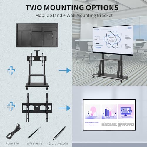 TouchWo Touchscreen Monitor Smart Board, FHD 1080P Interactive Whiteboard, Windows 10 Pro All-in-One Touchscreen Industrial PC for Office and Classroom