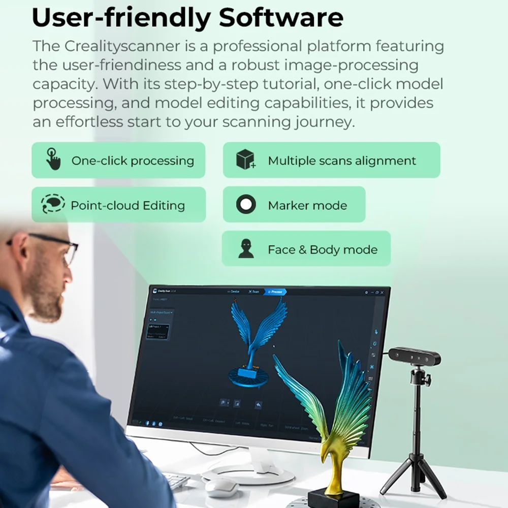 3D Scanner,Asic Chipset 30fps Scan3d Handheld 30fps 0.1mm Dual 3d Scanner Dual Mode Speed 0.1mm Ferret Se Portable Handheld Scanner Portable And 30fps Speed Mode With 30fps