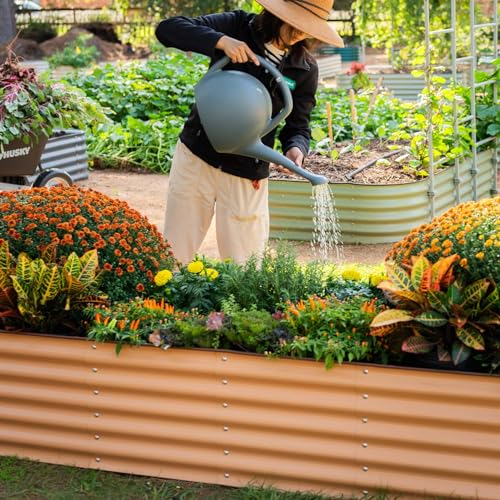 Vego garden Raised Garden Bed Kits, 17" Tall 9 in 1 8ft X 2ft Metal Raised Planter Bed for Vegetables Flowers Ground Planter Box-Modern Gray