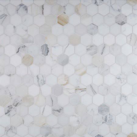 MSI Calacatta Gold Hexagon 12 in. x 12 in. x 10mm Polished Marble Mesh-Mounted Mosaic Tile, White