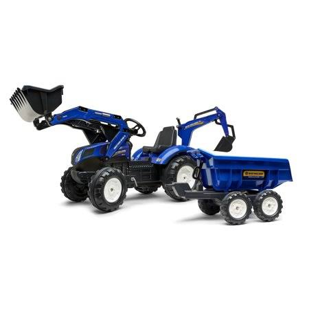 Falk New Holland T8 Pedal Tractor with Front Loader, Backhoe and Maxi Tilt Trailer + 3 Years