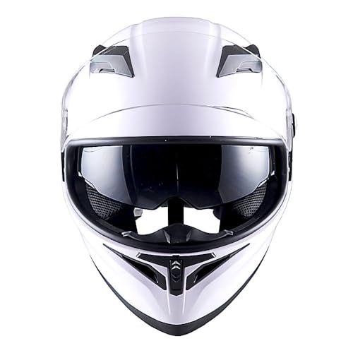 1Storm Motorcycle Full Face Dual Visor Helmet Bundle with Spoiler and Motorcycle Bluetooth Headset: HJK316 Matt Black