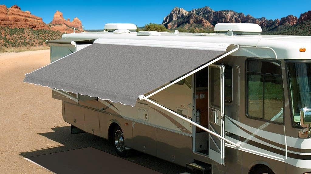 RV Awning Fabric Replacement - Acrylic for Dometic with existing Metal Cover (18' (Fabric 17'2"), Cadet Grey)