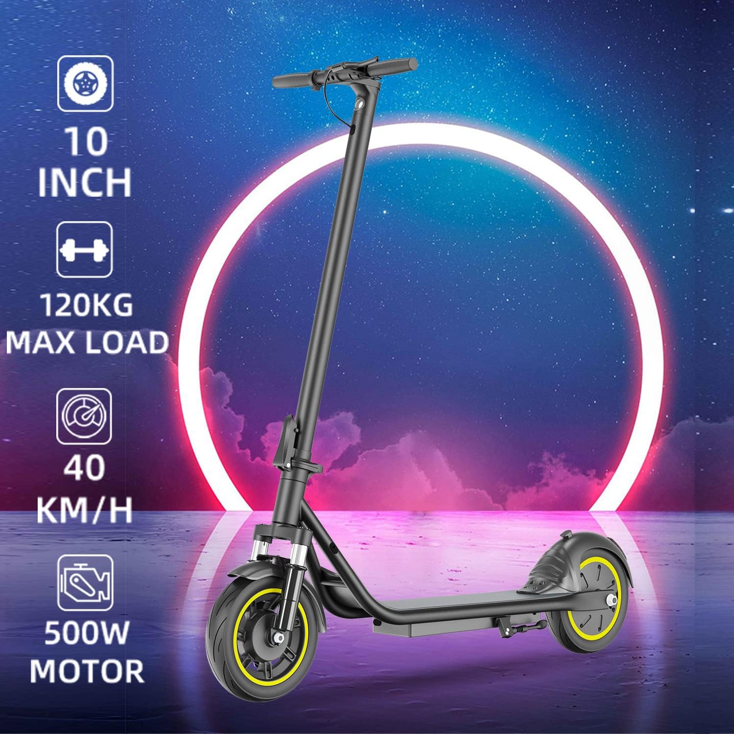 Freego E10 Pro Electric Scooter Adults - 500w Motor - 25MPH MaxSpeed - 25 Miles Long Range - 10" Tires - Portable Electric Kick Scooter Folding Commuter Scooter Electric for Adults