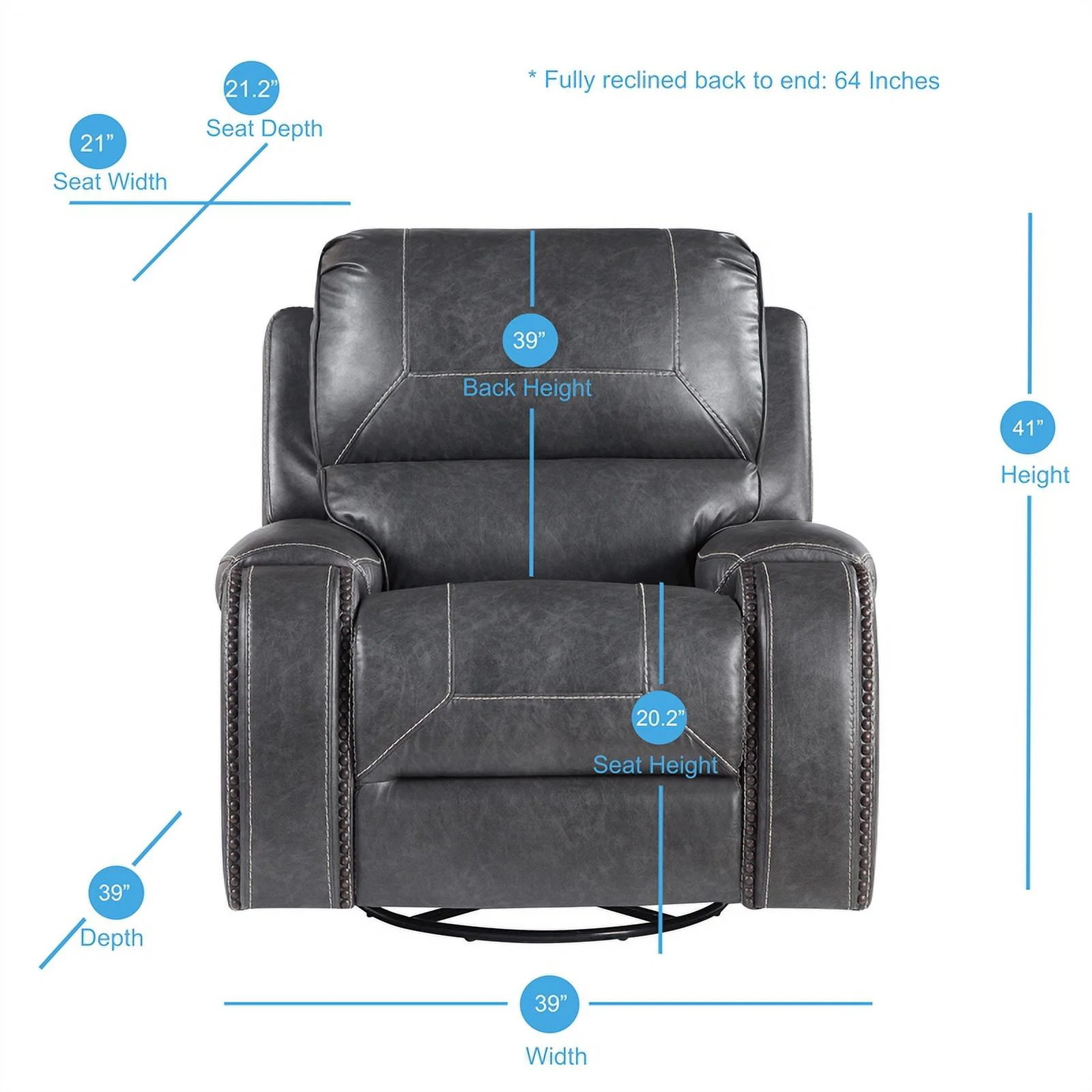 Steve Silver Keily Gray Faux Leather Manual Reclining 3-Piece Motion Set