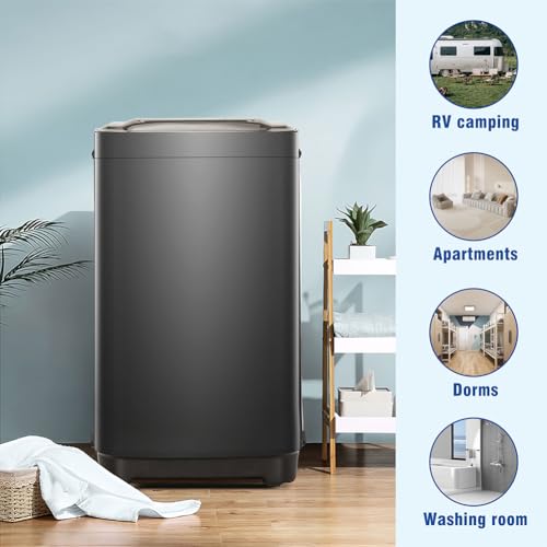 Fully Automatic Portable Washer, 18.31×18.50×31.10 Inch Portable Automatic Washing Machine With 15.4 LBs Capacity 10 Programs & 8 Water Levels For Apartment
