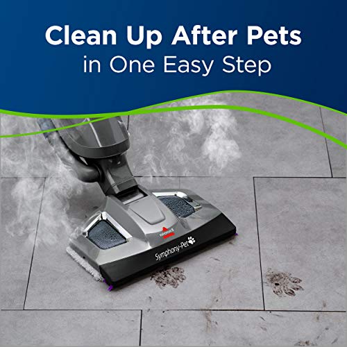 Bissell Symphony Pet Steam Mop and Steam Vacuum Cleaner for Hardwood and Tile Floors, with Microfiber Mop Pads, 1543A,Purple