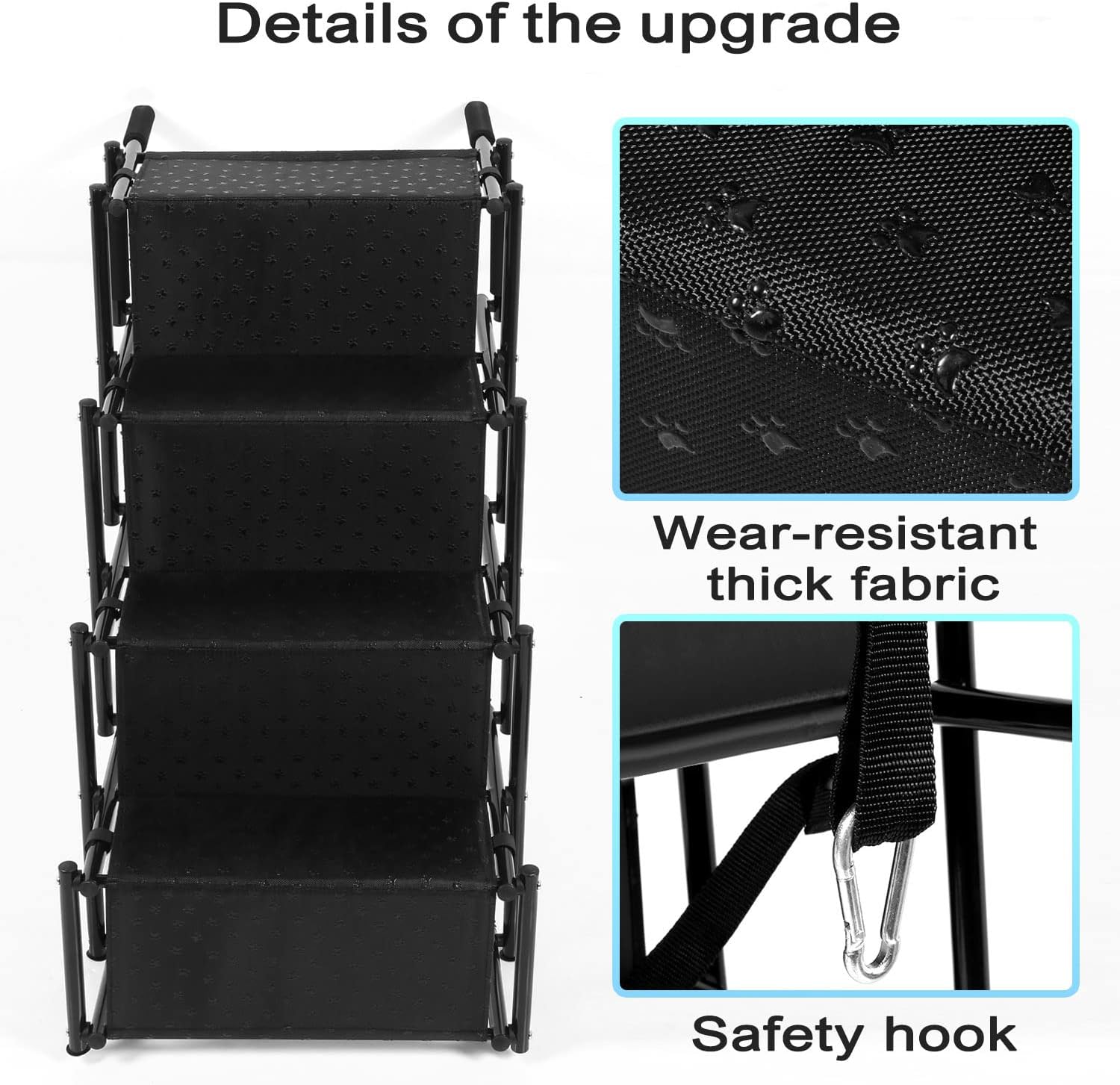 Portable Dog Stairs Foldable Step Stair Lightweight Non-Slip Pet Stairs for High Beds, Trucks, Cars and SUV Pack of 2
