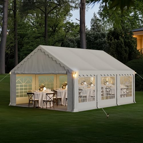 GREEN PARTY 20x40FT Party Tent Heavy Duty, Large Wedding Event Shelters with 7 Carry Bags & Removable Sidewalls, Outdoor Canopy Gazebo Commercial Tents for Parties Carport Camping Garden Patio