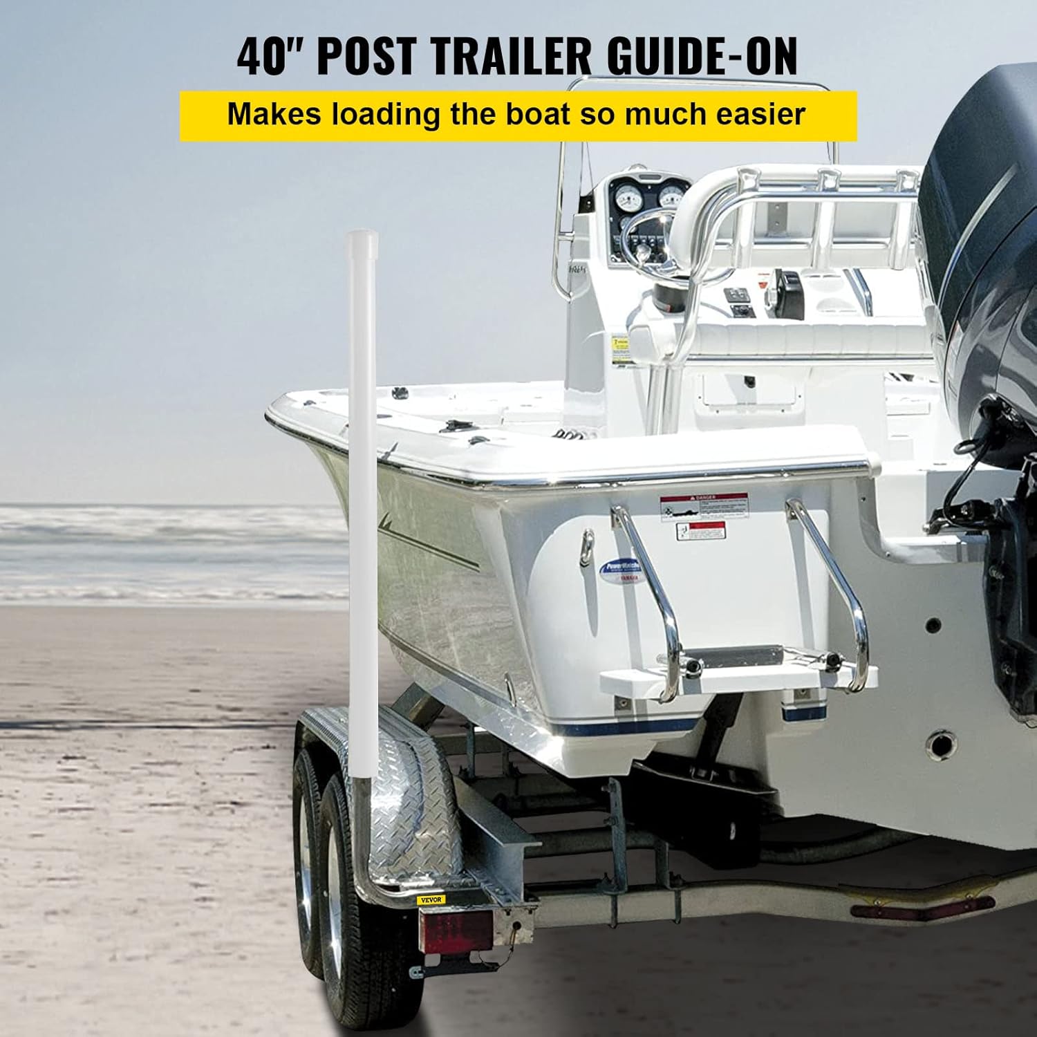VEVOR Boat Trailer Guide-on, 40", 2PCS Galvanized Steel Trailer Post Guide on, with PVC Tube Covers, Mounting Hardware Included, for Ski Boat, Fishing Boat or Sailboat Trailer