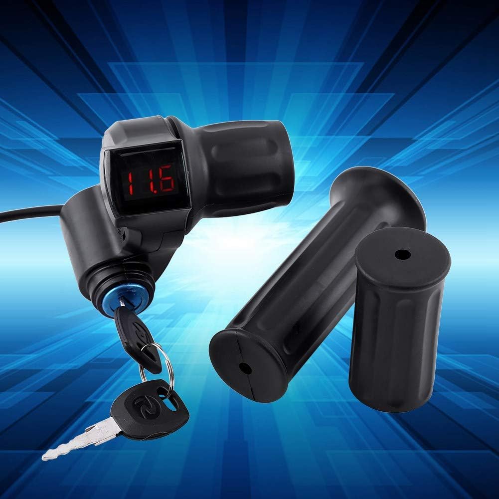 Zerodis Handlebar Grips, 12V-99V Electric Bike Scooter Half Wrist Throttle Grip Handle Half Twist Throttle Electric Bike Motor Scooter Speed Controller & Cable Set