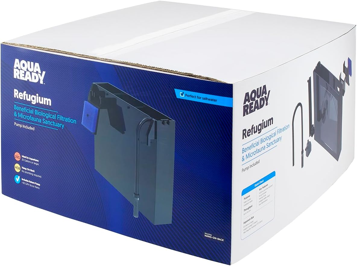 HOB-R Hang On Back Refugium - Natural Macro Algae Filtration for Saltwater Aquariums, Increase Beneficial Marine Tank Bacteria and Micro-Fauna