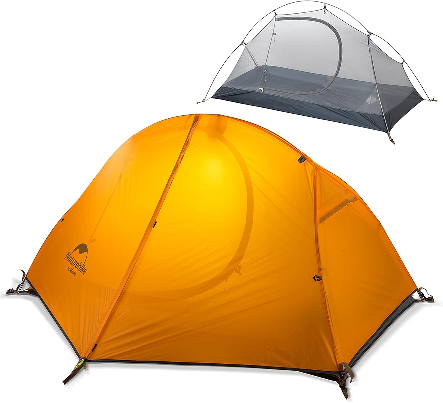 Naturehike 1 Person Camping Tent, Portable Compact Ultralight Folding Spacious Outdoor Waterproof Dome Tent for Backpacking, Hiking, Traveling, Cycling, Beach Setup Easily, 3-4 Seasons, with Footprint