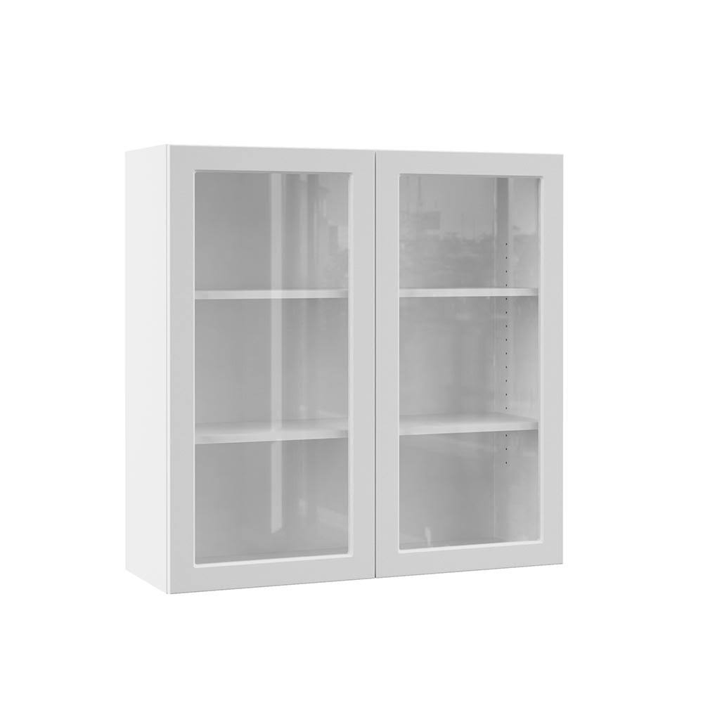 Hampton Bay Designer Series Melvern Assembled 36x36x12 in. Wall Kitchen Cabinet with Glass Doors in White