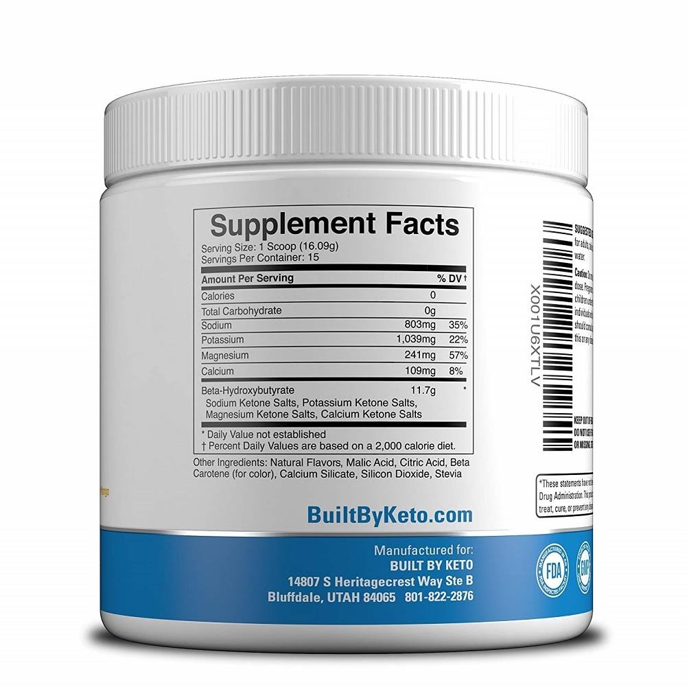 Built by Keto Vitality - Keto BHB Salts - Exogenous Ketones - Orange Mango 242g